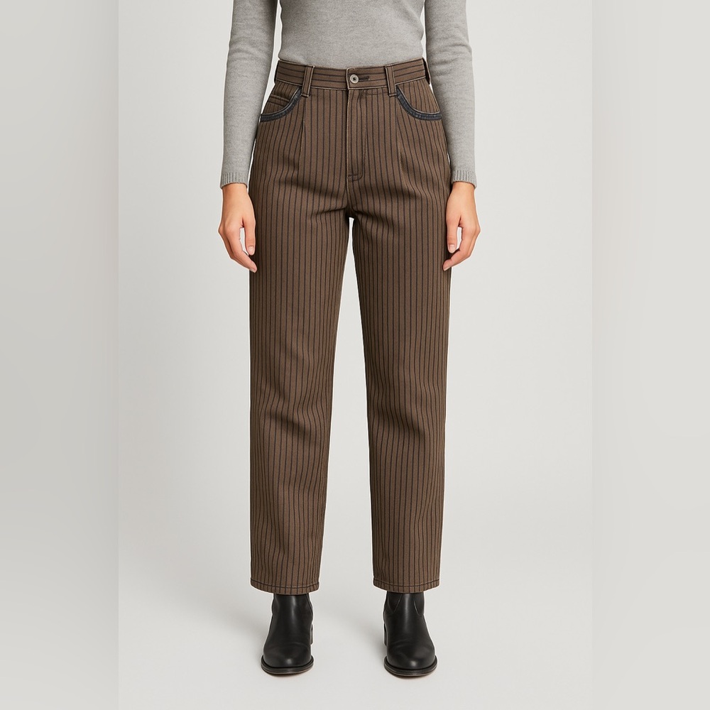 Blaze | Vintage 80’s Western Brown Black Pinstriped Cotton Denim